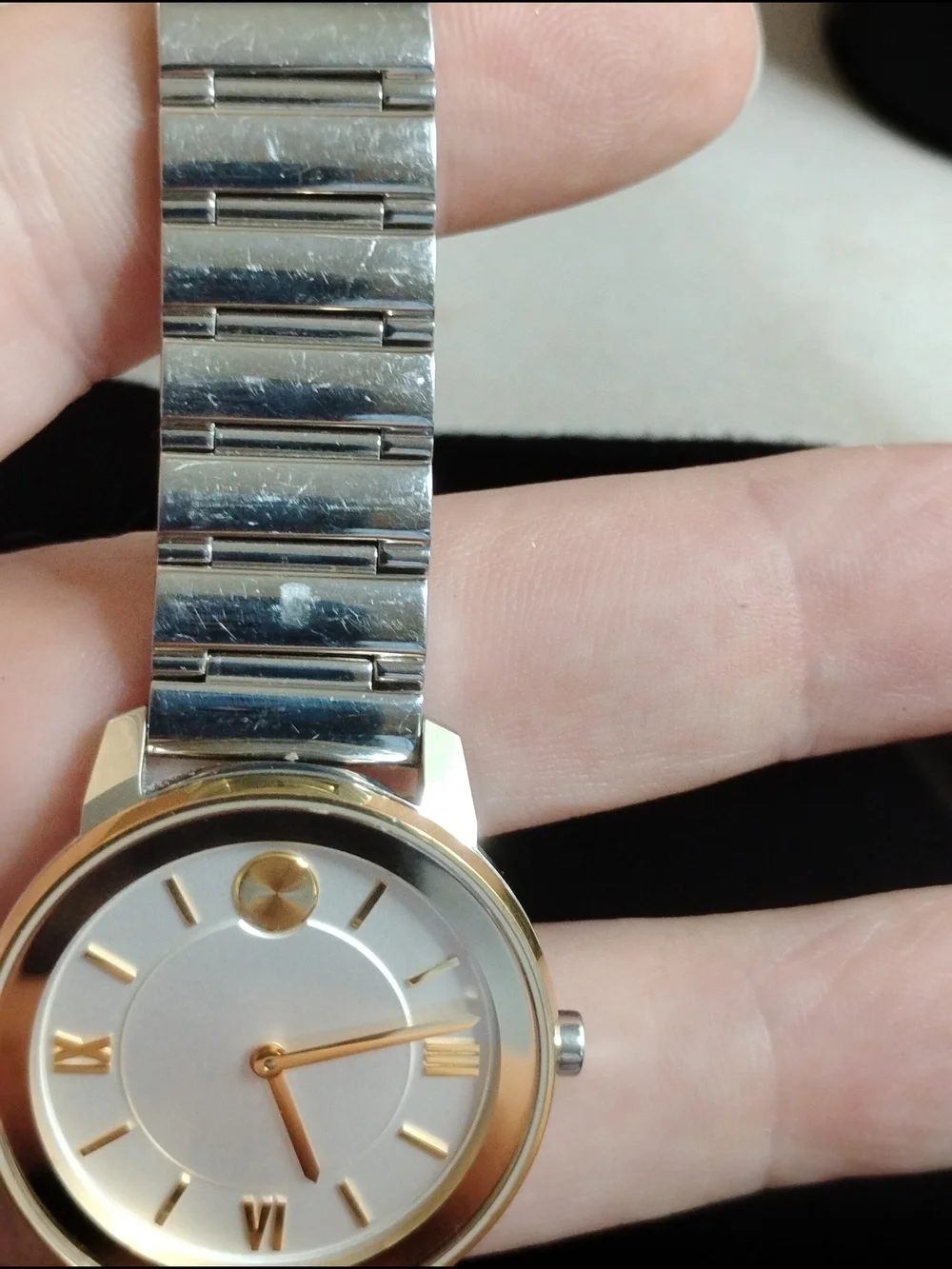 Movado Two-Tone Silver and Gold Accent Bracelet Watch